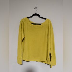 Daily Practice Anthropologie Chartreuse Thermal Long Sleeve Top Size Large Cozy
